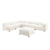Modern 6-Piece Modular Sectional Sofa with Storage Soft White Chenille Fabric  Contemporary Cylindrica Design for Living Room - 4 of 4