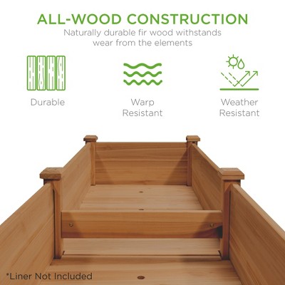 Acorn Brown 72" Fir Wood Elevated Garden Planter Box