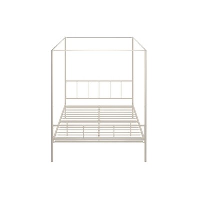 Marion Queen White Metal Canopy Platform Bed with Headboard