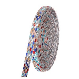 Unique Bargains Glass Self-Adhesive Decorations Crystal Rhinestone Diamond Ribbon - 1 of 3