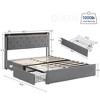 Full Size Bed Frame with 4 Storage Drawers and Charging Station, Grey Upholstered Bed Frame with Storage Headboard - 2 of 4