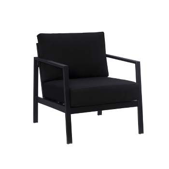 Linon Lark Aluminum Arm Chair Black - Lightweight, Rust-Resistant, Outdoor Seating with Sunbrella Fabric