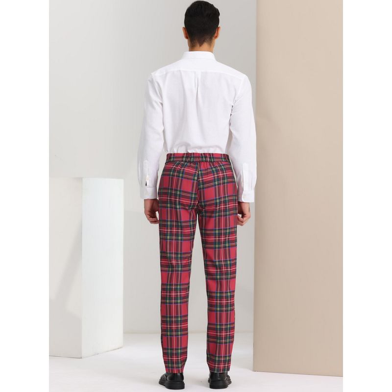 Lars Amadeus Men's Plaid Casual Regular Fit Flat Front Stretch Dress Pants, 5 of 7