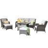 Ovios Orlando 6pc Gray Wicker Outdoor Patio Furniture Conversation Sofa Set with a Rectangle Fire Pit and Cushions - 2 of 4