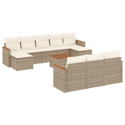 vidaXL Garden Sofa Set Beige Poly Rattan Large Modular Garden Sofa Set