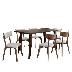Christopher Knight Home Walton 7 Pieces Rubberwood Upholstered Dining Set - 1 of 4