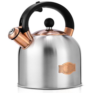 Itopfox Whistling Tea Kettle with Ergonomic Handle - Premium Stainless Steel Stovetop Teapot, Vintage Design with Composite Base, Compatible Silver - 1 of 4