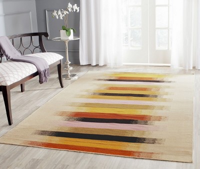 Handwoven Geometric Multicolor Wool Area Rug, 5' x 8'