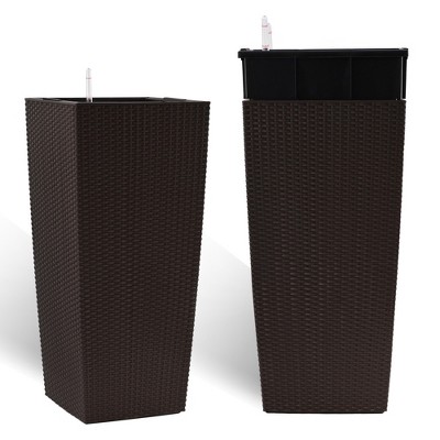 JUJABU 30" Tall Large Flower Pot - Indoor/Outdoor Use with Self-Watering, Drainage Holes, Water Level Monitor & Inner Bucket