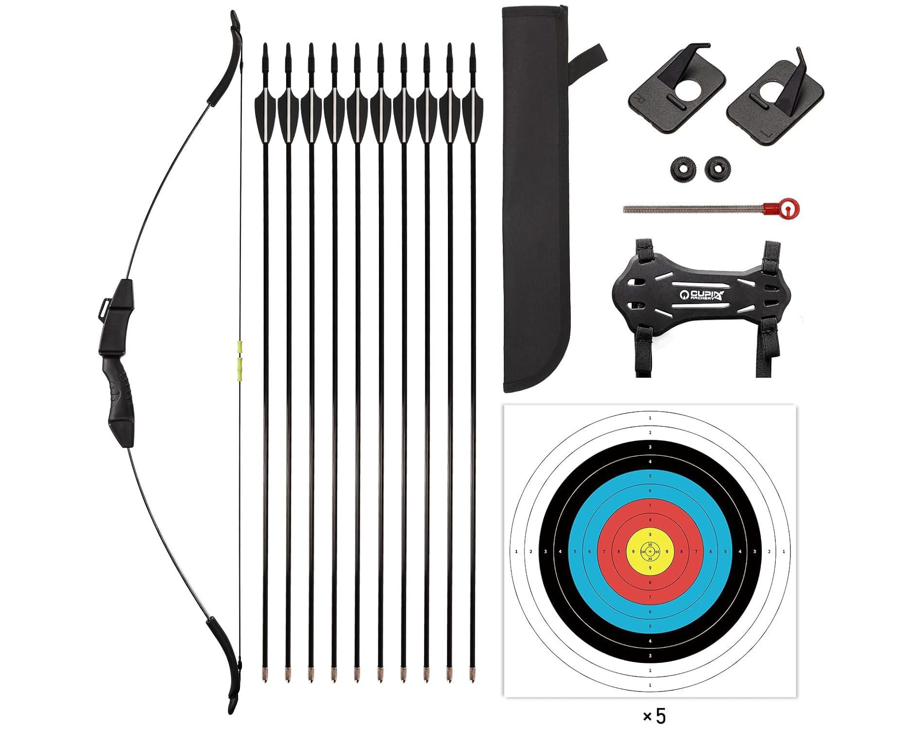 TEMI Beginner Archery Set for Kids & Teens, Includes 10 Arrows & 5 Targets, Ambidextrous Design
