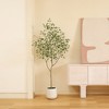 DR.Planzen 5-7FT Artificial Ficus Tree with Oval White Planter, Pre Potted Faux Greenry Plant with White Side Leaves for Home Decor - 2 of 4