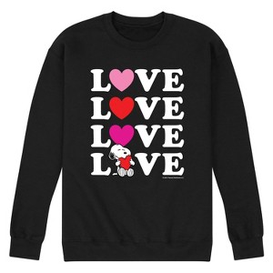 Men's - Peanuts - Snoopy Love Hearts Stacked Graphic Fleece Sweatshirt - 1 of 4
