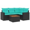 5 Piece Patio Sofa Set with Cushions Poly Rattan vidaXL - 2 of 3
