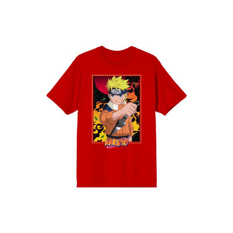 Naruto Classic Fiery Ninja Naruto Men's Red T-shirt, 1 of 2