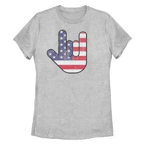 Women's Lost Gods Fourth of July American Love Sign T-Shirt - 1 of 4