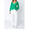 Women's Satin Wrap Top - OLIVACEOUS - 3 of 4