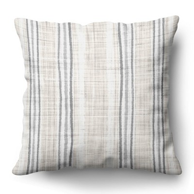 Americanflat 18x18 Throw Pillow with Sewn-In Insert - All-In-One Decorative Pillows - No Cover Needed - Polyester - Cream and White
