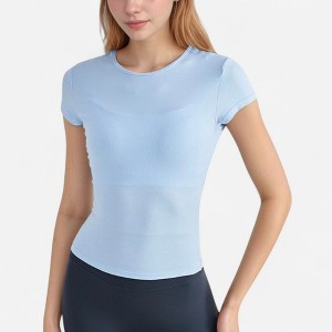 Anna-Kaci Active Women's Short Sleeve Fitted Crew Neck Top with Stretch Fabric for a Sleek and Comfortable Everyday Look - 1 of 4