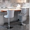 ORRD Gray Velvet Swivel Barstools (Set of 2) 25-33" Adjustable Height | Chrome Base | Tufted Back - 2 of 4