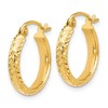 Black Bow Jewelry 10k Yellow Gold 3mm Half Round Diamond Cut Hoop Earrings, 14mm - 2 of 4