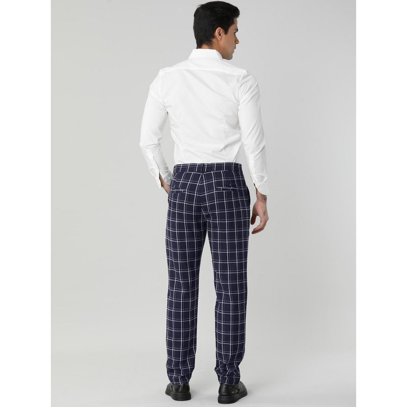 Lars Amadeus Men's Dress Plaid Pants Slim Fit Flat Front Check Chino Pants Trousers, 2 of 7