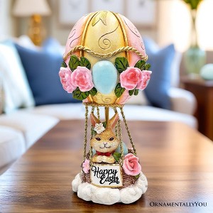 Springtime Voyage Easter Bunny Hot Air Balloon Figurine, 7" Charming Holiday Decor| OrnamentallyYou - 1 of 4