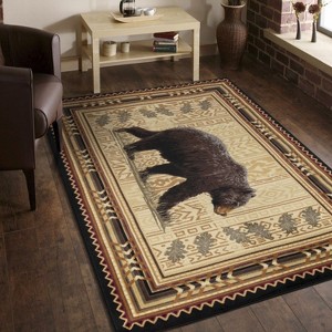 Okak Southwestern Lodge Living Room Rug with Stunning Bear Pattern, Area Rug with Jute Backing, Ruggable Rugs for Bedroom - 1 of 4