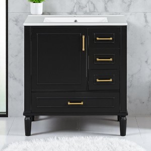 30" White Bathroom Vanity with Sink – Freestanding Vanity Cabinet with 3 Drawers,Floating Cabinet(Faucet Not Included) - 1 of 4