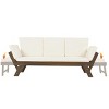 Outdoor Acacia Wood Day Bed Small Patio Couch, Adjustable Arm Outdoor Couch Chaise with Cushions for Small Spaces, Brown Finish – Maison Boucle - 3 of 4