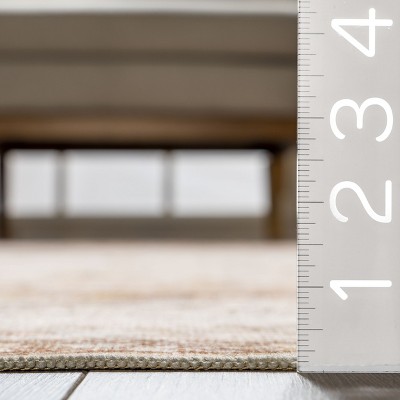 Kirsi Rust and Beige Synthetic Round Washable Area Rug