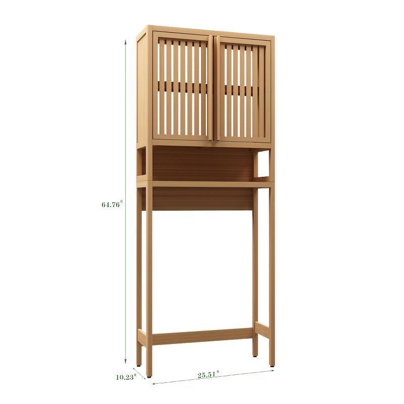 64.76" Tall Bamboo Toilet Storage Rack with 1 Open Shelves and 2 Doors for Bathroom/Laundry Room, Natural 4A - ModernLuxe, 3 of 10
