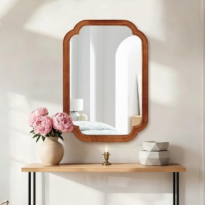Whisen 20"x30" Rounded Corner Decorative Mirror, Solid Wood Frame, Entryway - 1 of 4