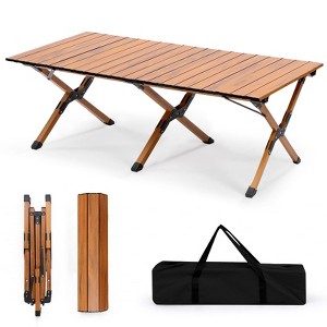 SKONYON Heavy-Duty Aluminum Camping Table Folding Picnic Table with Carry Bag - 1 of 3