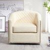 KINWELL 29" Wide Tufted PU Leather Swivel Barrel Chair - 2 of 4