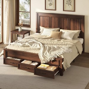 Bed Frame with 52.2" Tall -Panel Headboard & Footboard - 1 of 4