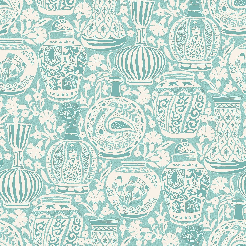 RoomMates Delft Pottery Aqua Peel and Stick Wallpaper