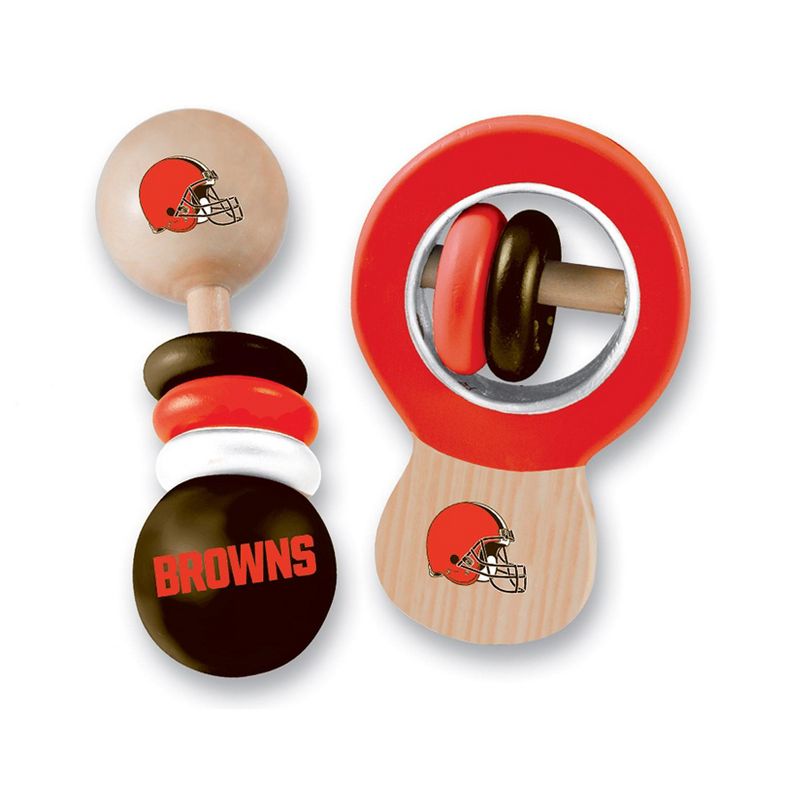 Baby Fanatic Wood Rattle 2 Pack - NFL Cleveland Browns Baby Toy Set, 2 of 5