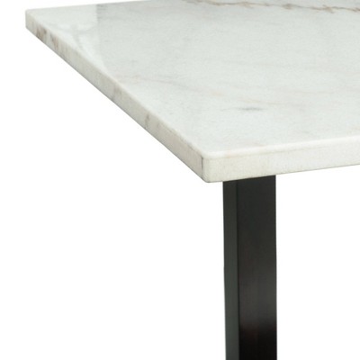 Florentina White Marble and Wood Rectangular Dining Table