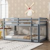 Twin Over Twin Floor Bunk Bed with Ladder and Safety Guardrails - 2 of 4