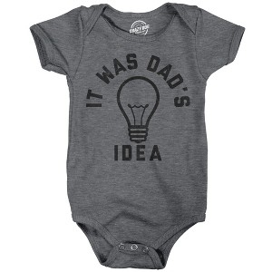 It Was Dads Idea Baby Bodysuit Funny Sarcastic Graphic Novelty Jumper For Infants - Crazy Dog Baby Bodysuit - 1 of 4