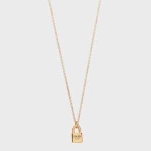 Tiny Tags 14K Gold Ion Plated Lock Necklace - Gold - 1 of 4