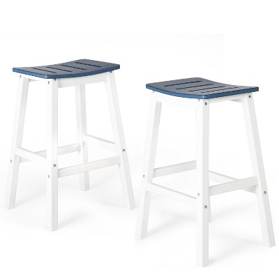 Aoodor Bar Stools Set of 2, 28'' HDPE Counter Height Stools for Patio, Kitchen Island, Bar & Outdoor Use – Durable Weather-Resistant Saddle Stools