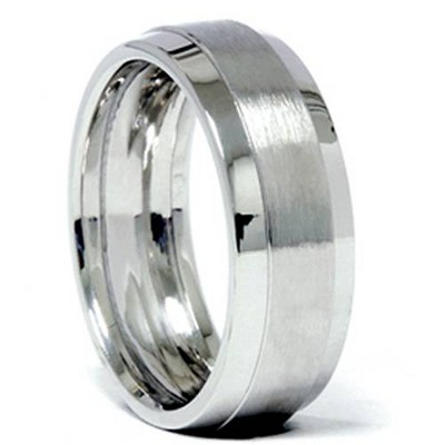 Pompeii3 Brushed & Polished Wedding Band 14K White Gold