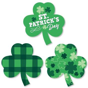 Big Dot of Happiness Shamrock St. Patrick’s Day - Shaped Saint Patty’s Day Party Cut-Outs - 24 Count