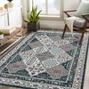Vintage Tiled Area Rug Washable Persian Floral Rug Non-Slip Low Pile Rug - 2 of 4