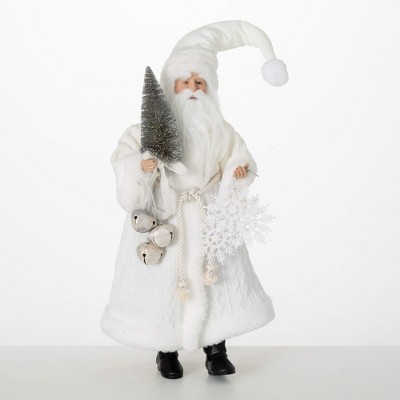 18"H Sullivans Christmas Cable Knit Coat Santa Figurine Multicolor Indoor Christmas Decor