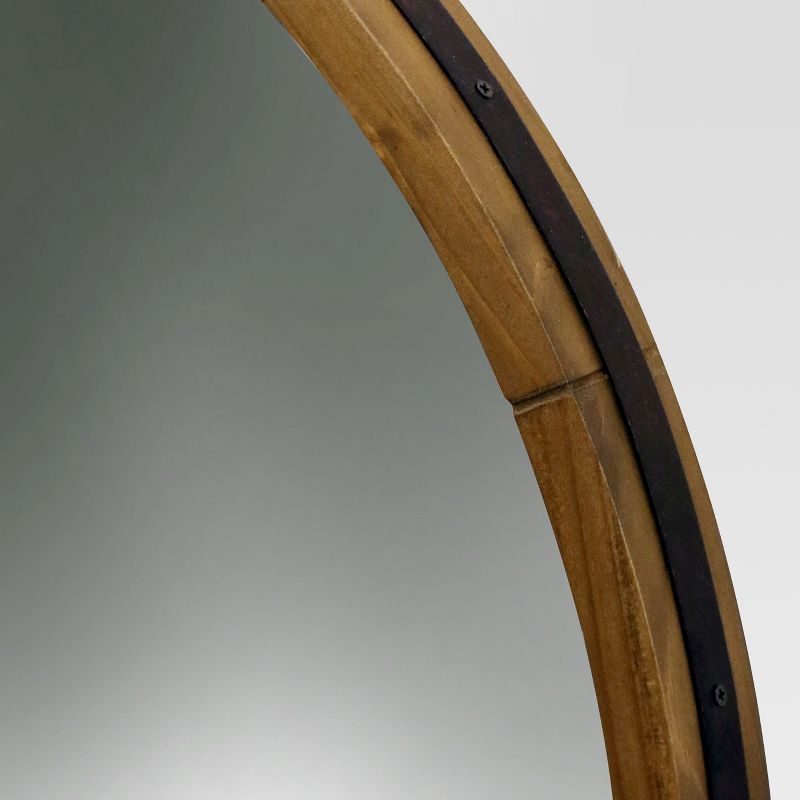 Round Decorative Wall Mirror Wood Barrel Frame - Threshold&#8482;, 5 of 10
