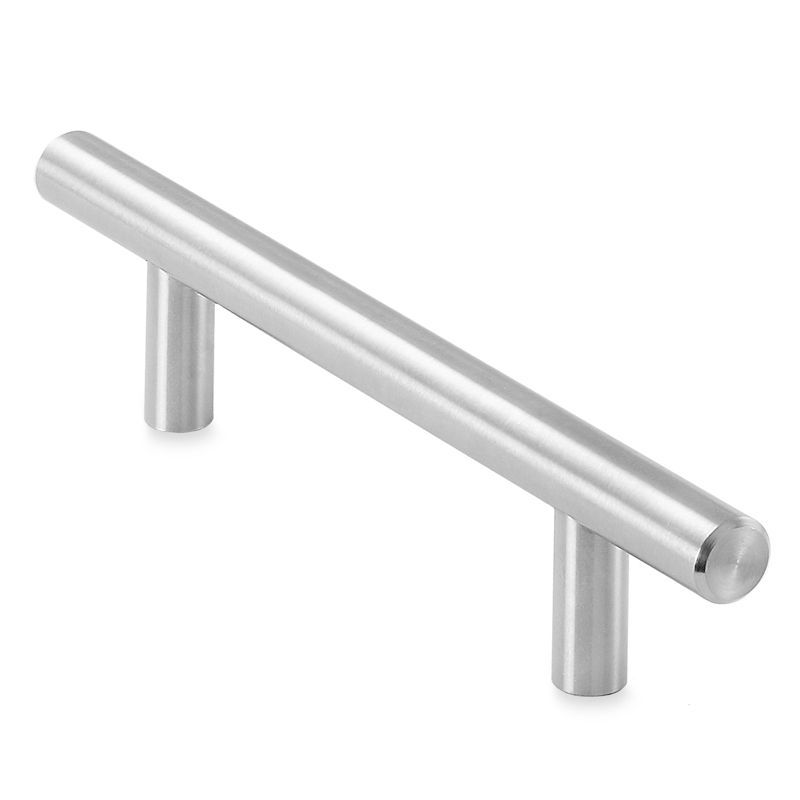 Cauldham Solid Stainless Steel Euro Style Cabinet Pull Handle - 6" Long Brushed Nickel Design 3-3/4" (96mm) Hole Centers - 10 Pack, 1 of 7