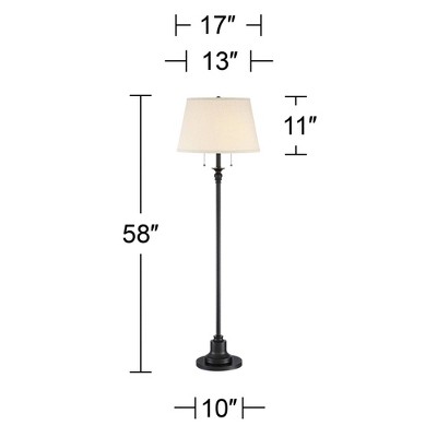 Spenser 58" Oiled Bronze Floor Lamp with Linen Shade