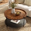 Lantine Solid Wood Round Coffee Table, 31.5-Inch Boho Center Tea Table with Carved Floral Pattern for Small Spaces, Apartment - 2 of 4